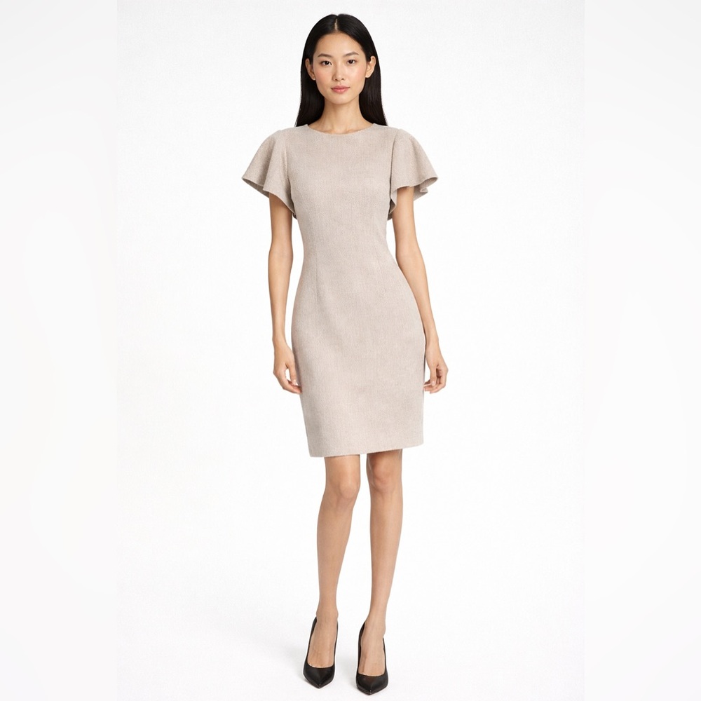 Tommy Hilfiger Flutter Sleeve Herringbone Sheath Dress NWT
SIZE 6